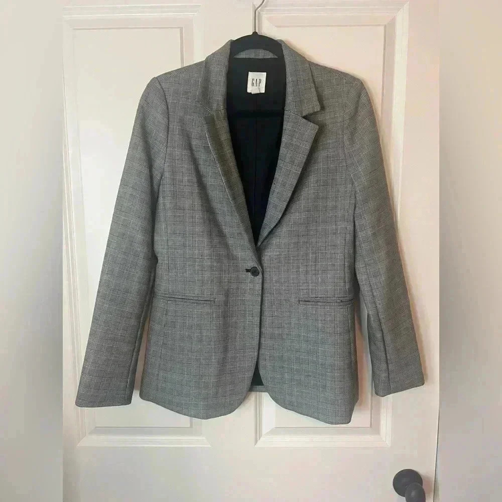 Gap Glen Plaid Black Blazer
